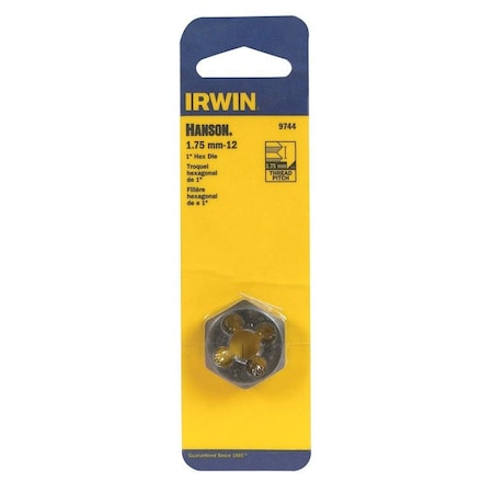 Irwin Irwin Hanson High Carbon Steel Metric Hexagon Die 12 - 1.75 mm 1 pc 9744